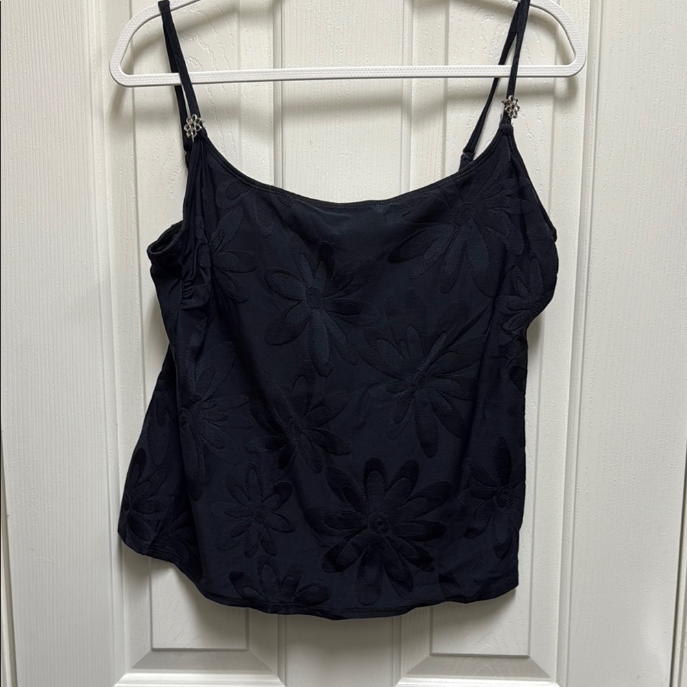 Elegant Black Floral Swimsuit 2 piece